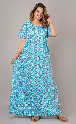 Mahadev aura Women Maternity/Nursing Nighty(Light Blue)