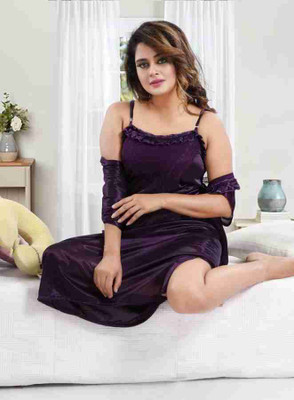DIVYASTRI FASHION Women Solid Purple Night Suit Set