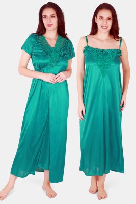 Lovira Women Nighty with Robe(Light Green)