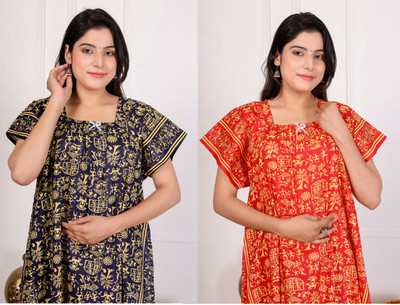 mudrika fashions Women Nighty(Red)