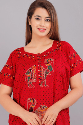 Homezilla Women Nighty(Red)