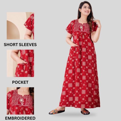 DEEPALI CREATION Women Nighty(Maroon)