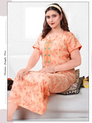 TRUNDZ Women Nighty(Orange)