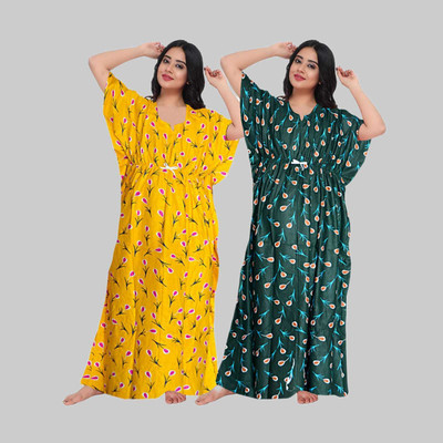 PR PINK ROYALL Women Nighty(Yellow)