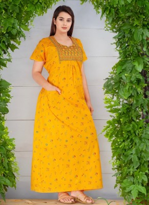 MAYA PRINT Women Nighty Set(Yellow)