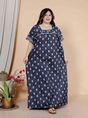 jaipzz apparels Women Nighty(Black)