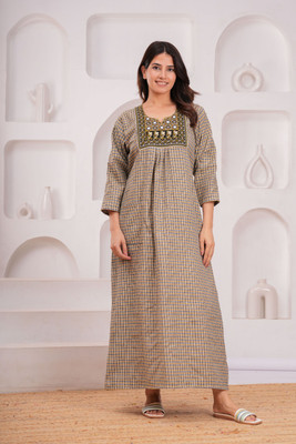 HARGUN NIGHT WEAR Women Nighty(Yellow)