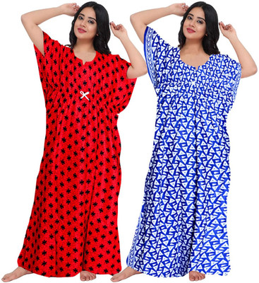 Savicreation Women Nighty(Multicolor)