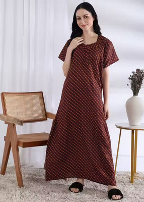 ARCADIAA Women Nightdress(Maroon)