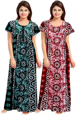 fashionatire Women Nighty(Blue, Purple)