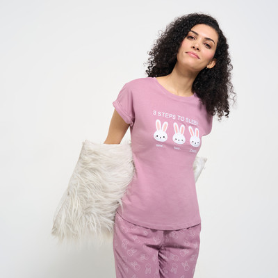 Dreamz by Pantaloons Printed Women Round Neck Pink T-Shirt