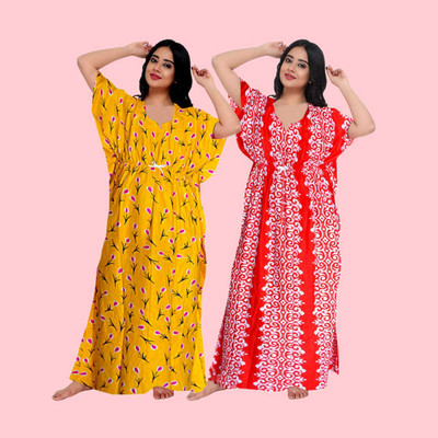 Urban Décor Women Nighty(Yellow, Pink)