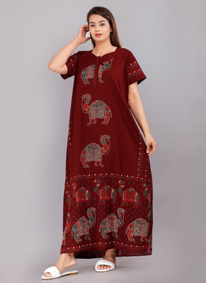 laxmi creation Women Nightdress(Maroon)