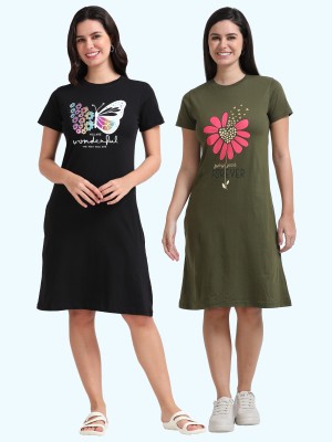 GREEN WILD Women Nightshirts(Multicolor)