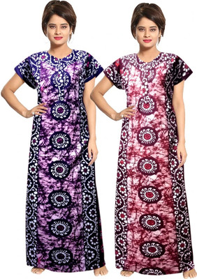KL FASHION Women Nighty(Maroon, Purple)