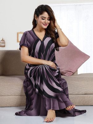 HouseOfCommon Women Nighty(Purple, Black)