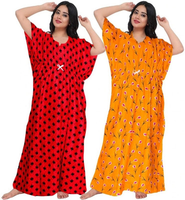 Sharma Distributor Women Nighty(Red, Yellow)
