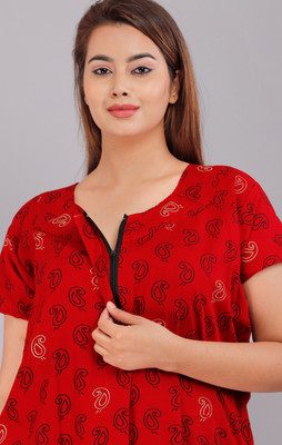 ZUPRA Women Nighty(Red)
