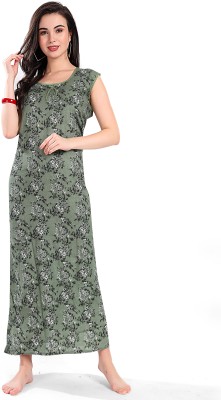 ANKONA Women Nighty(Green)