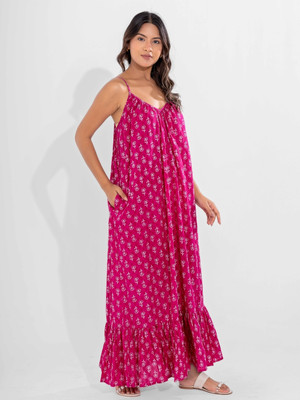 Feathers Closet Women Nighty(Pink)