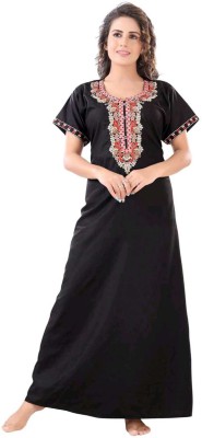 Muskan Creation Women Nighty(Black)