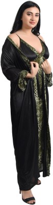 CAT LEYER Women Nighty with Robe(Green)