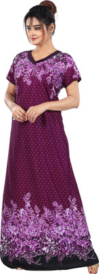 HouseOfCommon Women Nighty with Robe(Purple)