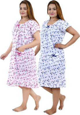 SwaNit Women Nightshirts(Blue, Pink)