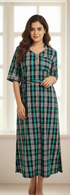 VISHWASH VASTRALAY Women Nightdress(Light Green)