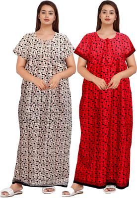 ROOPYATI Women Nighty(Green, Pink)