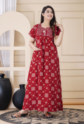 AASMA Women Nighty(Maroon)