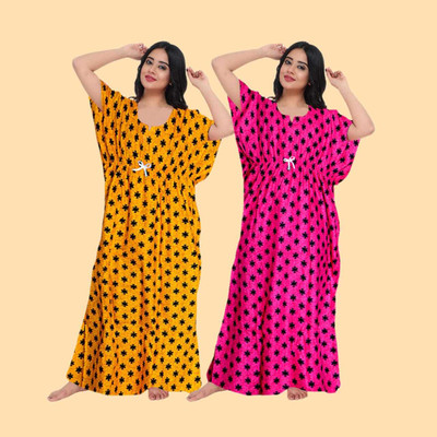 RUCHIKA ENTERPRISES Women Nighty(Pink, Yellow)