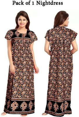 ROOPYATI Women Nighty(Black)