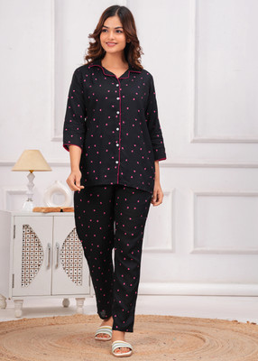 Gothda feb Women Nighty Set(Black)