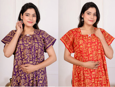 RAKESH FASHION Women Nighty(Red)