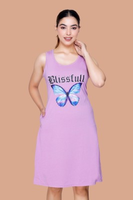 White Moon Women Nightdress(Purple)