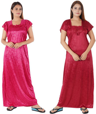 INSTRY Women Nighty Set(Pink)