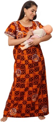 Shri Krishna Women Maternity/Nursing Nighty(Maroon)