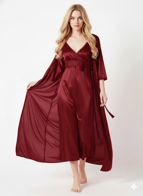 LEDELAV Women Nighty(Maroon)