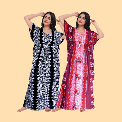 PR PINK ROYAL Women Nightdress(Black)
