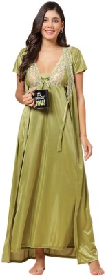 Nightdress Women Robe and Lingerie Set(Light Green)