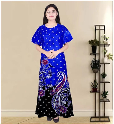 dinesh enterprises Women Nighty(Blue)