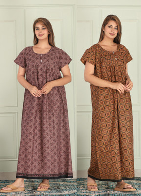 Shalini Fashions Women Nighty(Multicolor)