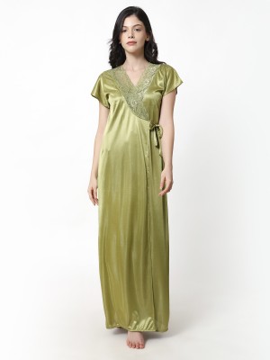 Shafex Women Nightdress(Dark Green)