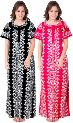 yarendra export Women Nighty(Pink, Black)