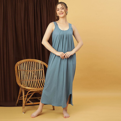 GANIX FASHION THAT DEFINE YOU Women Nightdress(Grey)