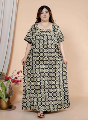 jaipzz apparels Women Nighty(Black)