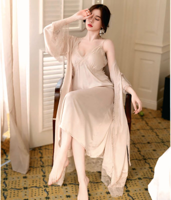 rani industries Women Nighty with Robe(Red)