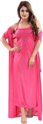 Bombshell Women Nighty with Robe(Multicolor)