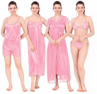 mysie Women Nighty Set(Pink)